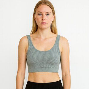 2/$30 Lucky Brand Waffle Knit Cropped Tank Top Gray XL #BAG2